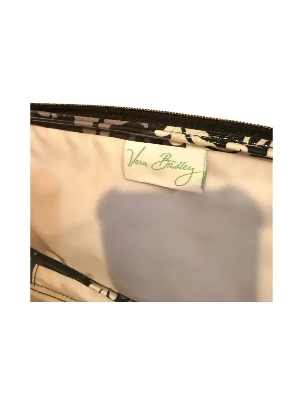 Vera Bradley Black Yellow Floral PVC Laminated Crossbody Lunch Bag